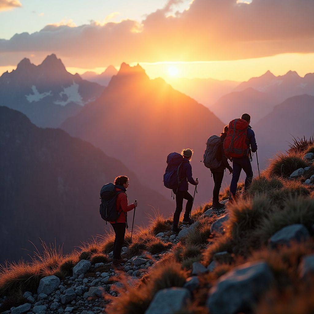 Mountain hiking expedition