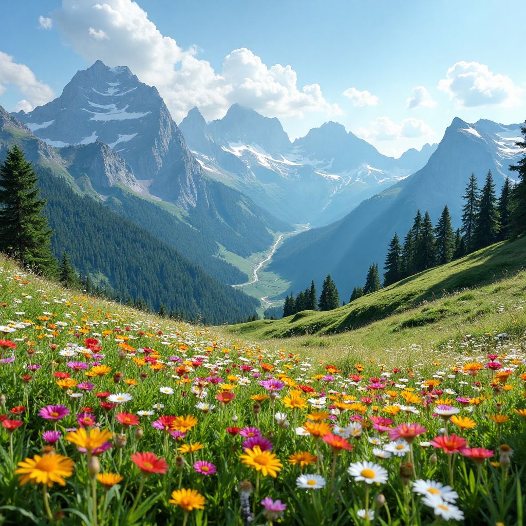 Alpine meadow landscape